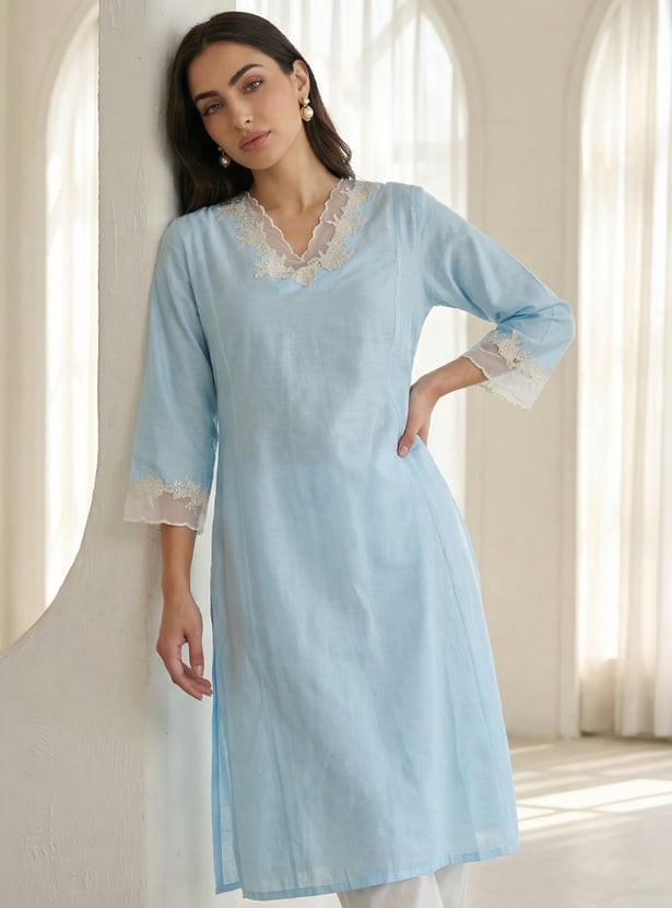 W Embroidered Straight Kurta