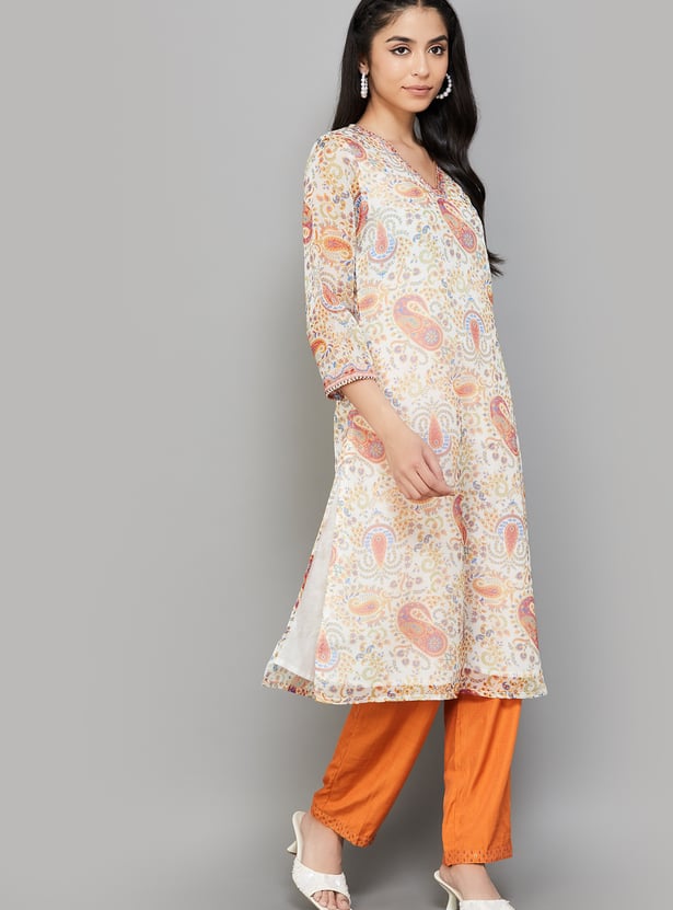 W Paisley Print Straight Kurta