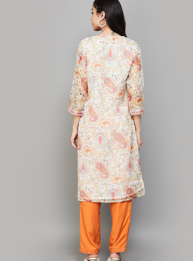 W Paisley Print Straight Kurta