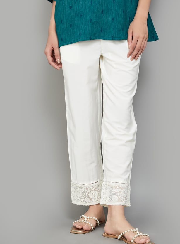 W Embroidered Straight Pants