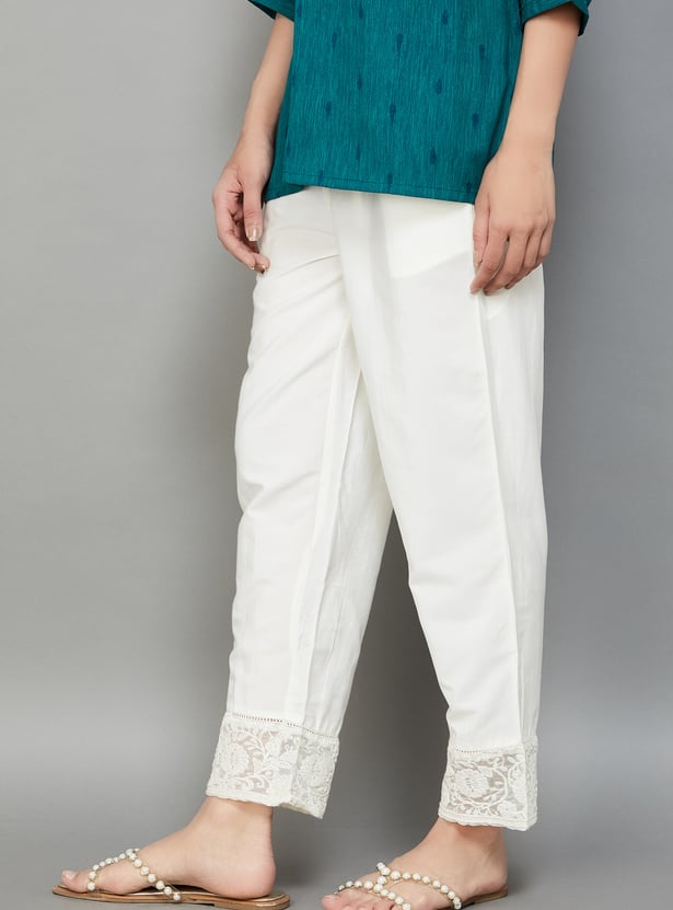 W Embroidered Straight Pants