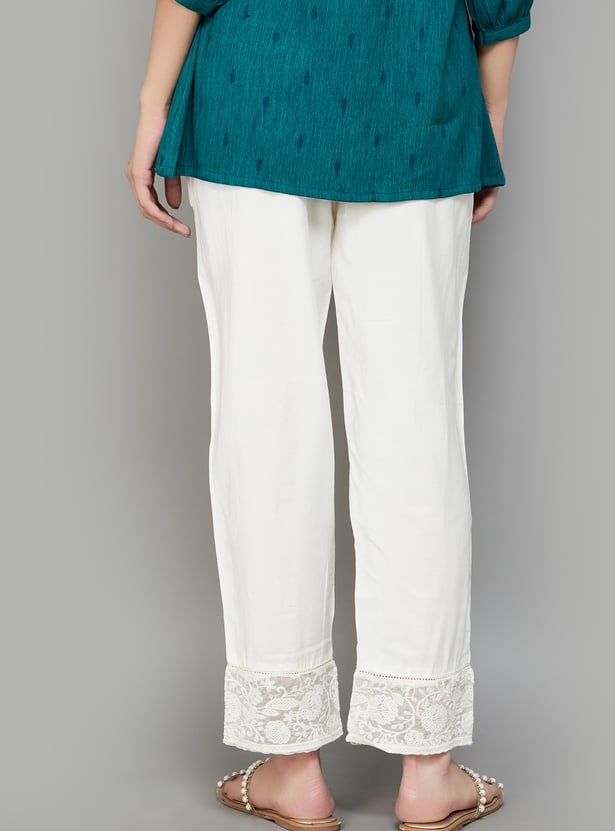 W Embroidered Straight Pants