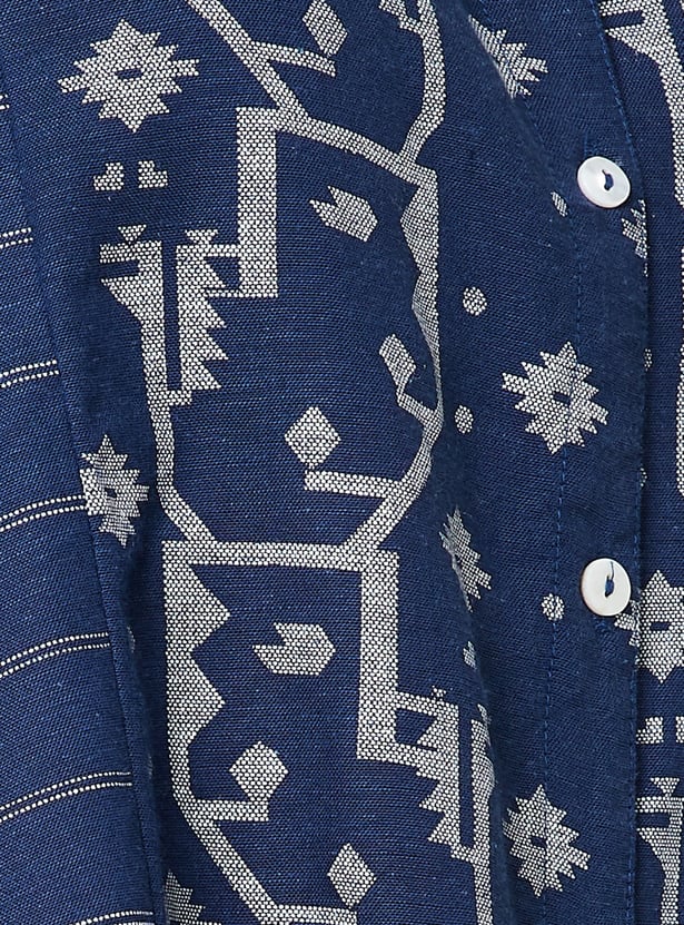 MELANGE Ethnic Motif Band Collar Sleeveless Straight Kurta