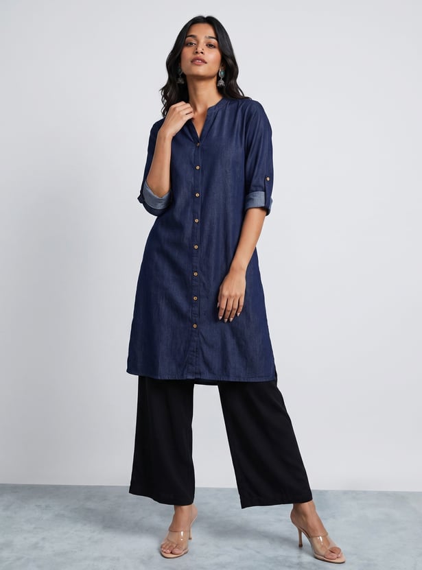 MELANGE Solid Straight Kurta