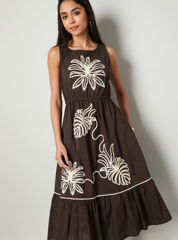 COLOUR ME Embroidered A-Line Dress