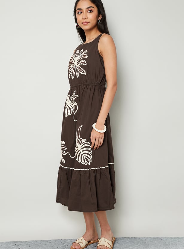 COLOUR ME Embroidered A-Line Dress