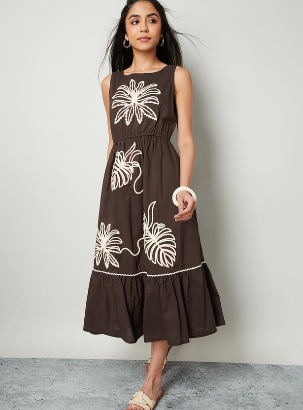 COLOUR ME Embroidered A-Line Dress