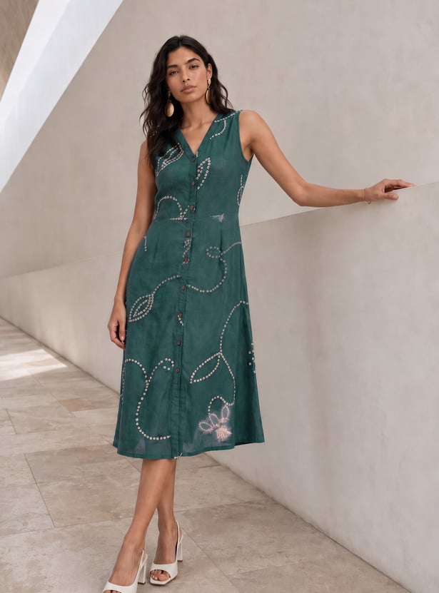 COLOUR ME Printed Midi Dress