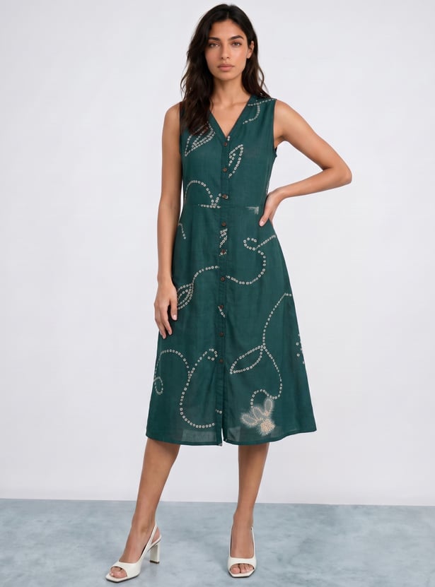 COLOUR ME Printed Midi Dress