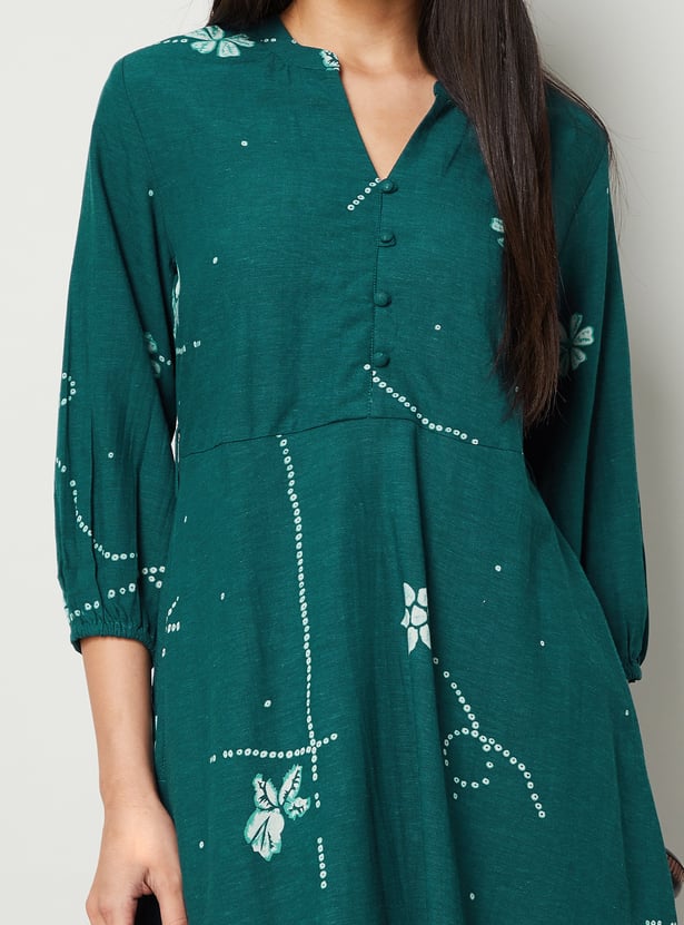 COLOUR ME BY MELANGE Printed Midi Dress