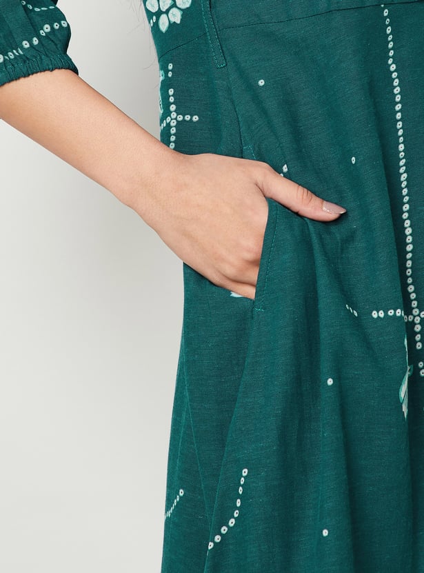 COLOUR ME BY MELANGE Printed Midi Dress