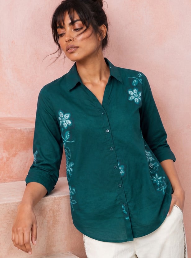 COLOUR ME Floral Print Shirt-Style Top