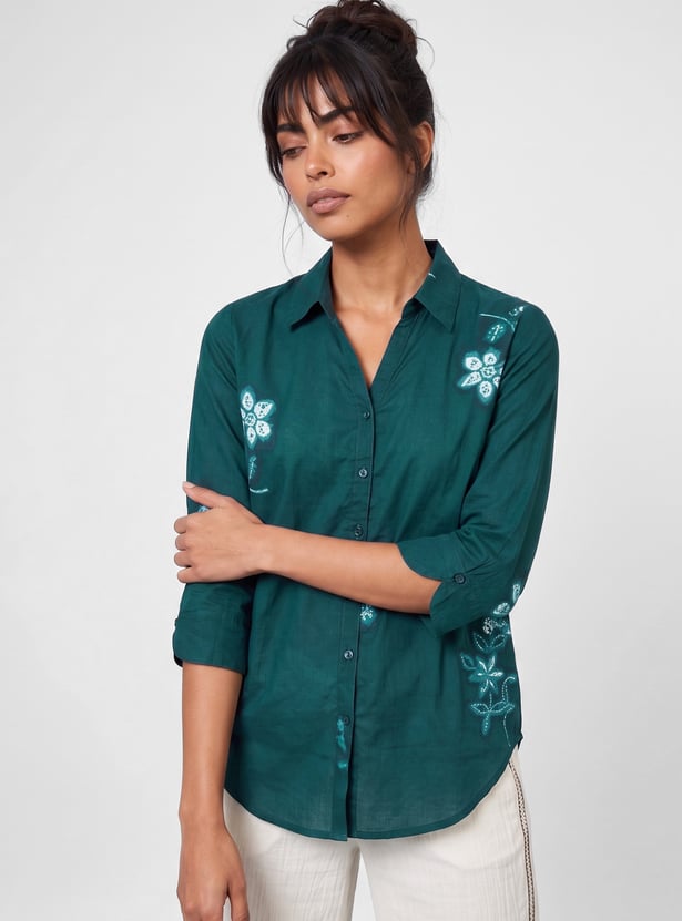 COLOUR ME Floral Print Shirt-Style Top