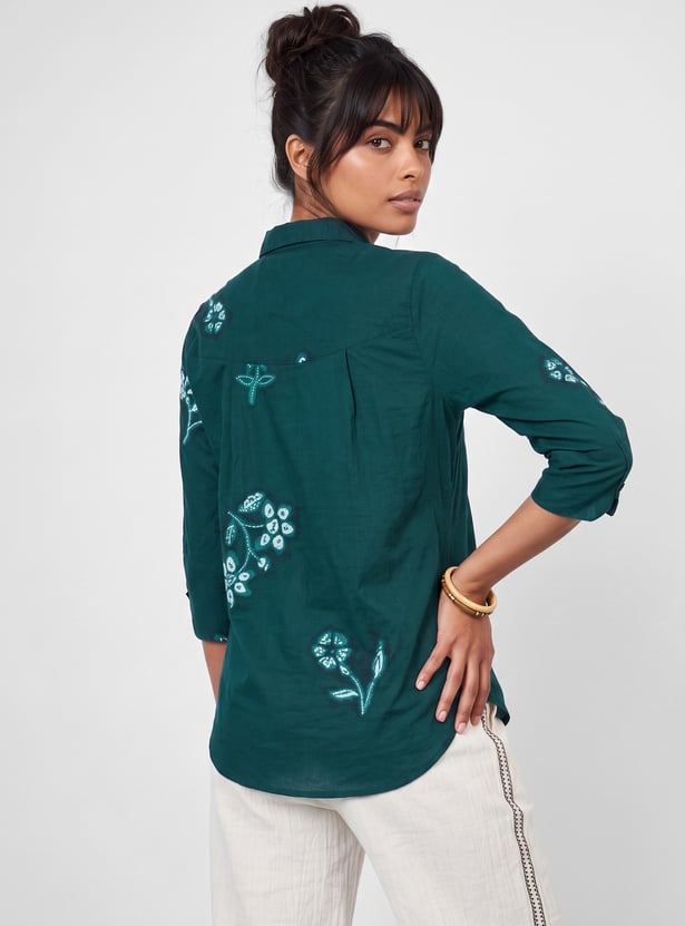 COLOUR ME Floral Print Shirt-Style Top