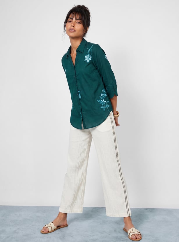 COLOUR ME Floral Print Shirt-Style Top