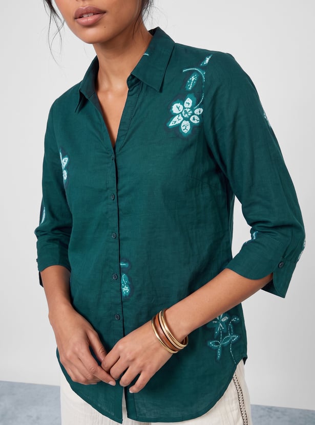 COLOUR ME Floral Print Shirt-Style Top
