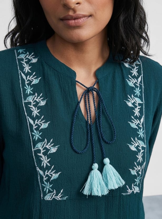 COLOUR ME Embroidered Tie-Up Top