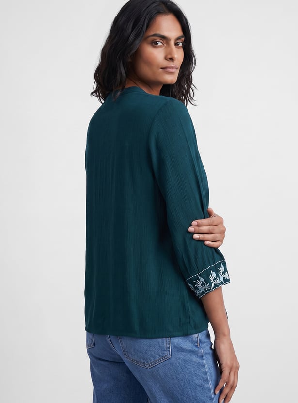 COLOUR ME Embroidered Tie-Up Top