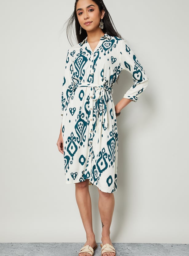 COLOUR ME BY MELANGE Ethnic Motif Midi Dress