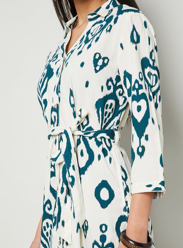 COLOUR ME BY MELANGE Ethnic Motif Midi Dress