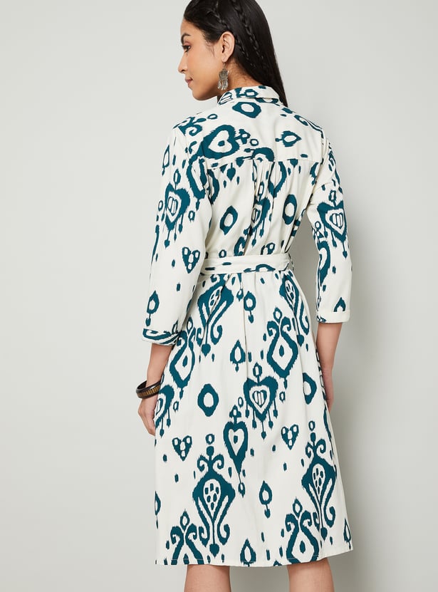 COLOUR ME BY MELANGE Ethnic Motif Midi Dress