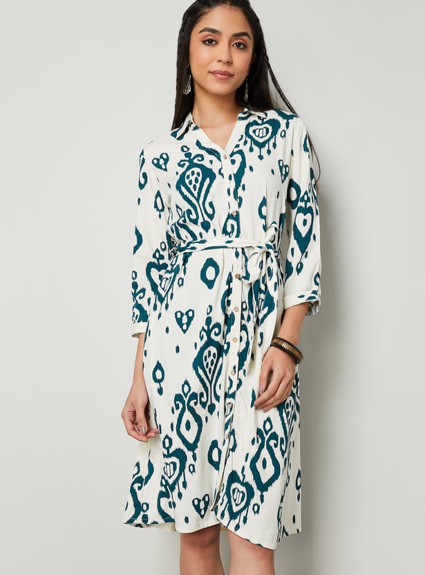 COLOUR ME BY MELANGE Ethnic Motif Midi Dress