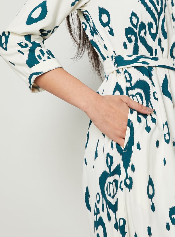 COLOUR ME BY MELANGE Ethnic Motif Midi Dress