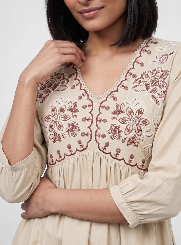 COLOUR ME Embroidered A-line Dress
