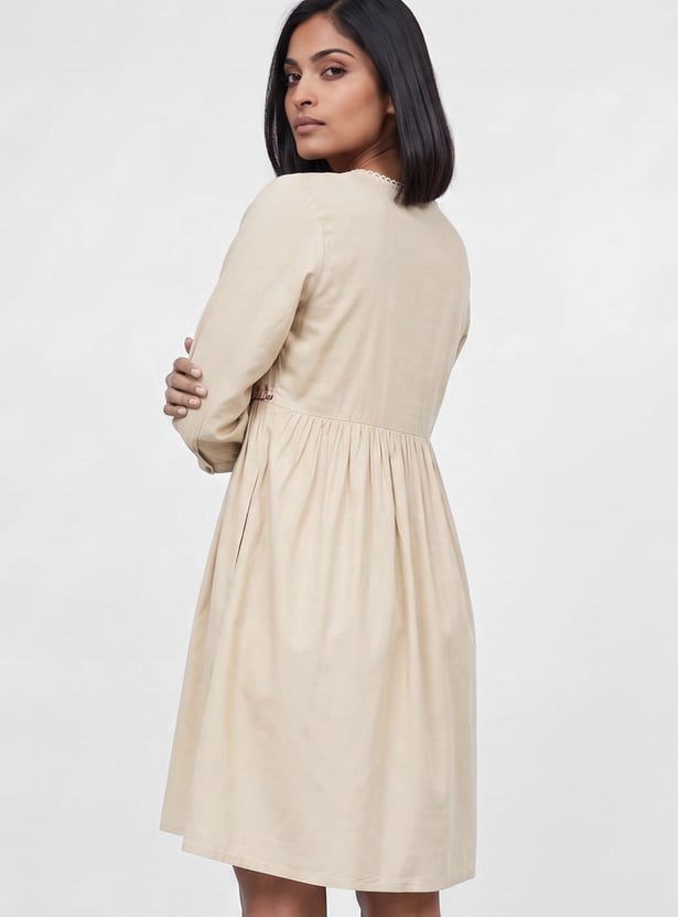 COLOUR ME Embroidered A-line Dress