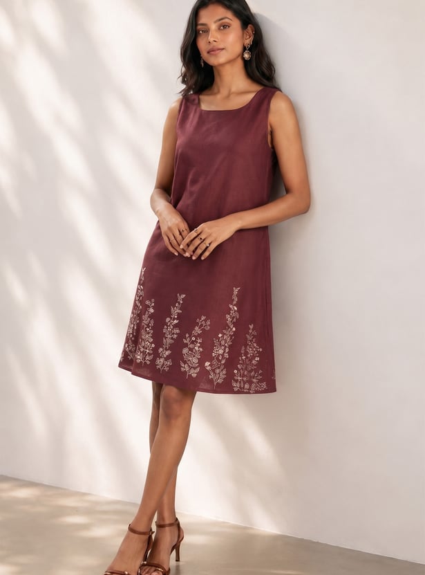COLOUR ME Embroidered A-Line Dress