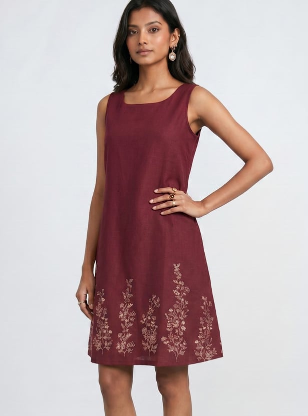 COLOUR ME Embroidered A-Line Dress