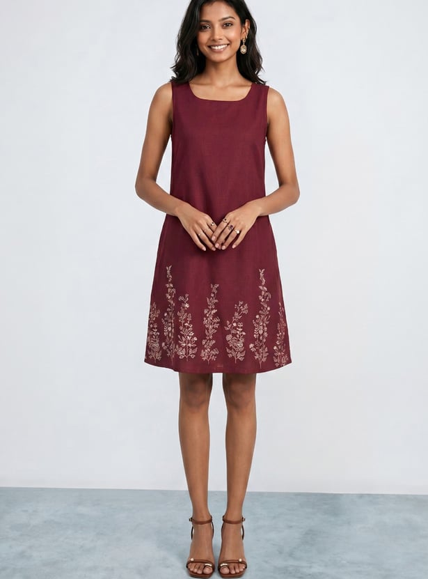 COLOUR ME Embroidered A-Line Dress