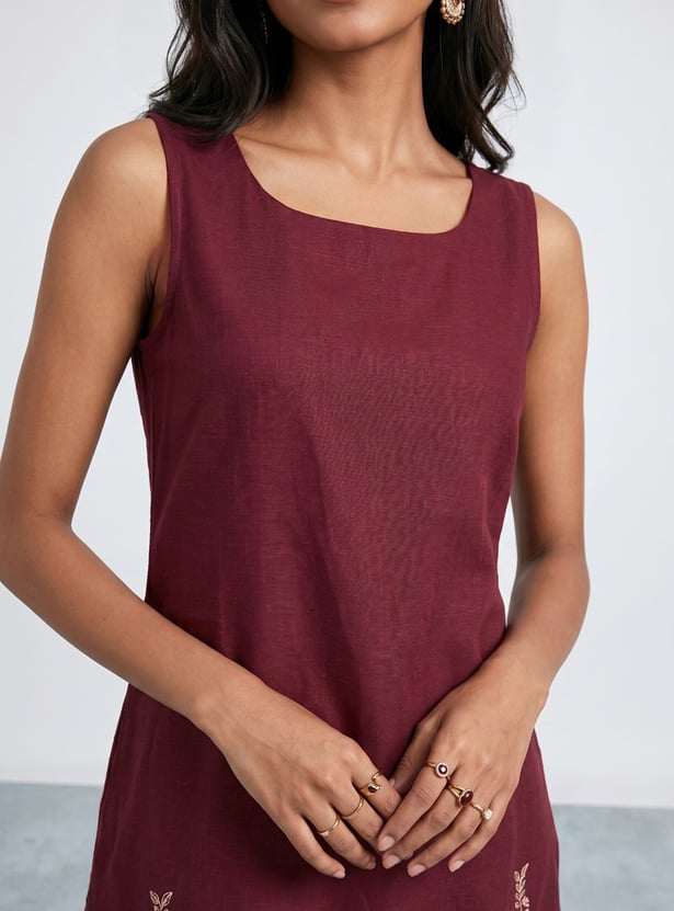 COLOUR ME Embroidered A-Line Dress