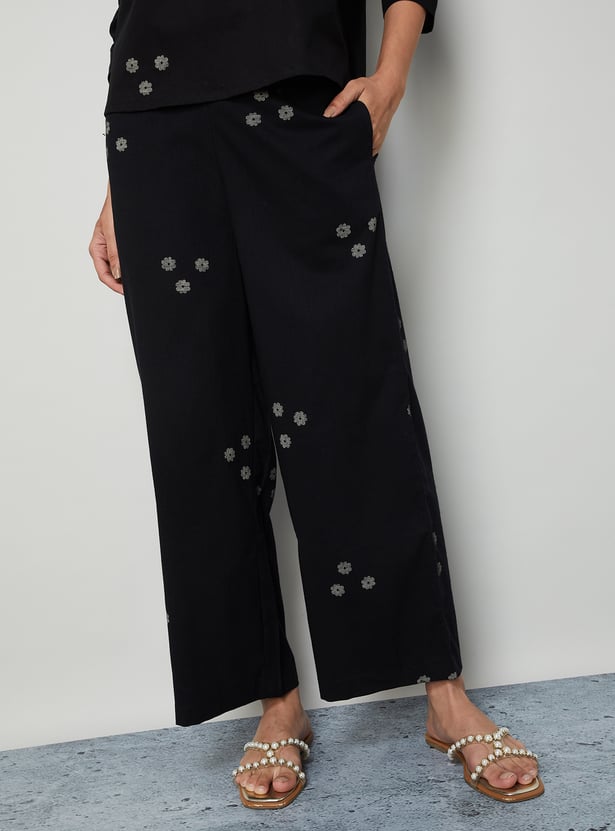 COLOUR ME Floral Print Straight Pants