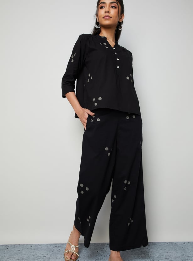 COLOUR ME Floral Print Straight Pants