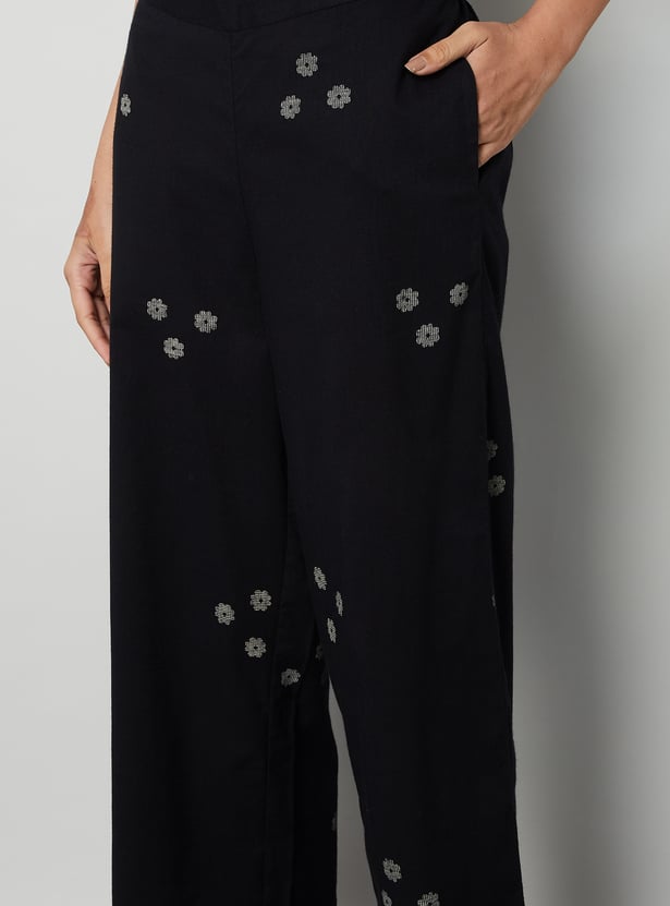 COLOUR ME Floral Print Straight Pants