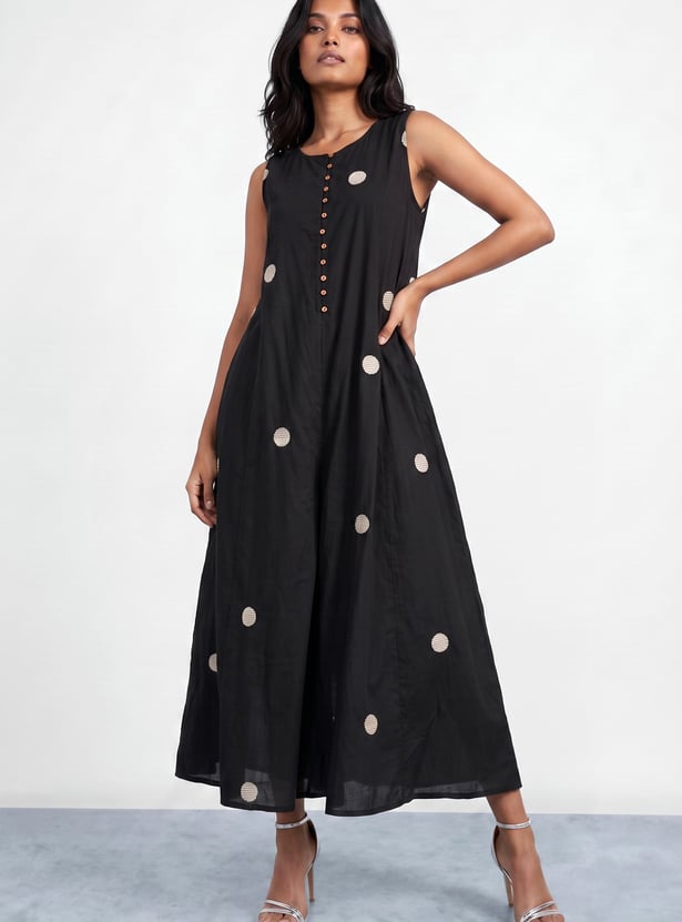 COLOUR ME Embroidered A-Line Maxi Dress