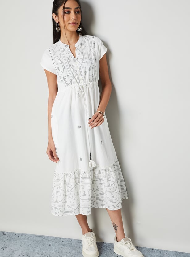 COLOUR ME Printed Midi Dress