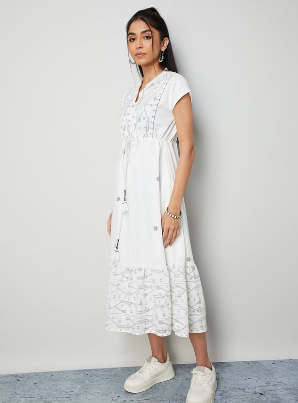 COLOUR ME Printed Midi Dress