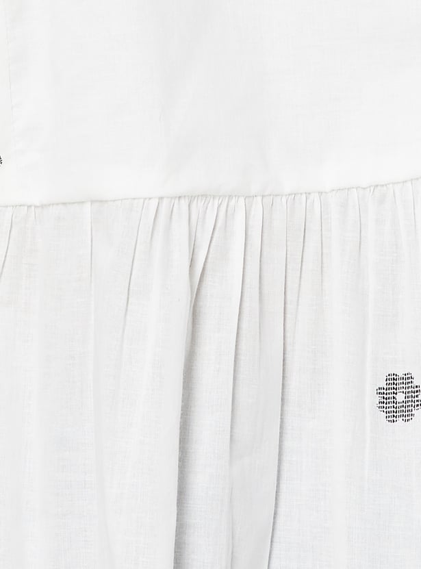 COLOUR ME BY MELANGE Embroidered Peplum Top