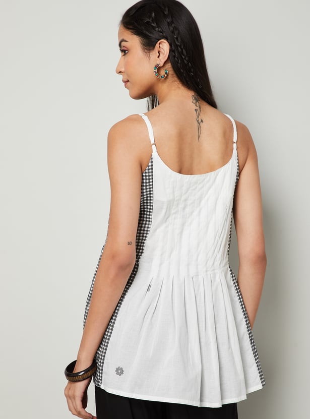 COLOUR ME BY MELANGE Checked Sleeveless Top