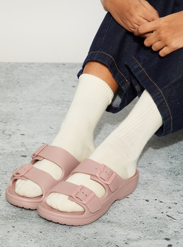 GINGER Open-Toe Buckle Sliders