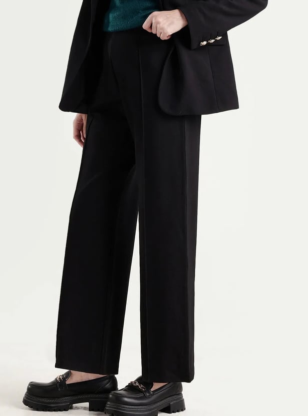 RAREISM Pleated Front Straight Fit Trousers