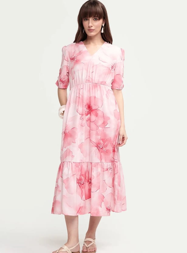 RAREISM Floral Print A-line Midi Dress