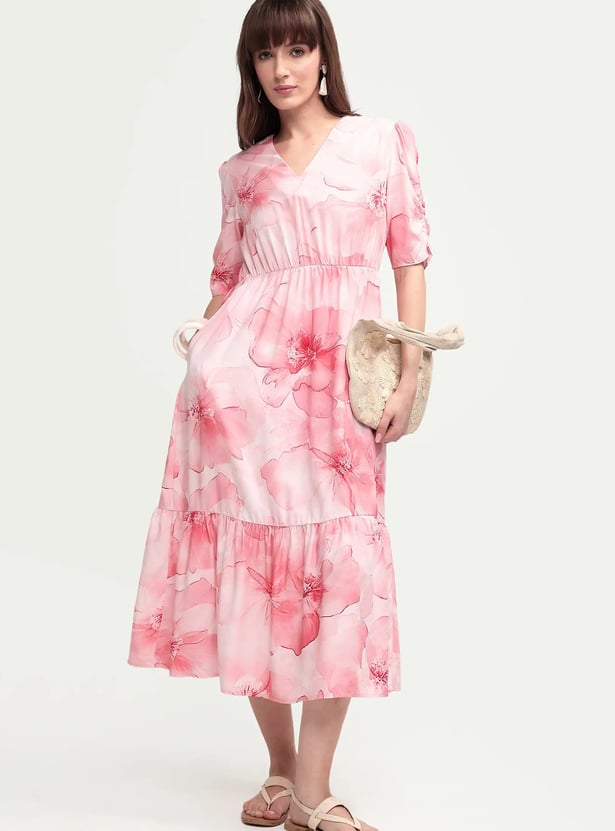 RAREISM Floral Print A-line Midi Dress