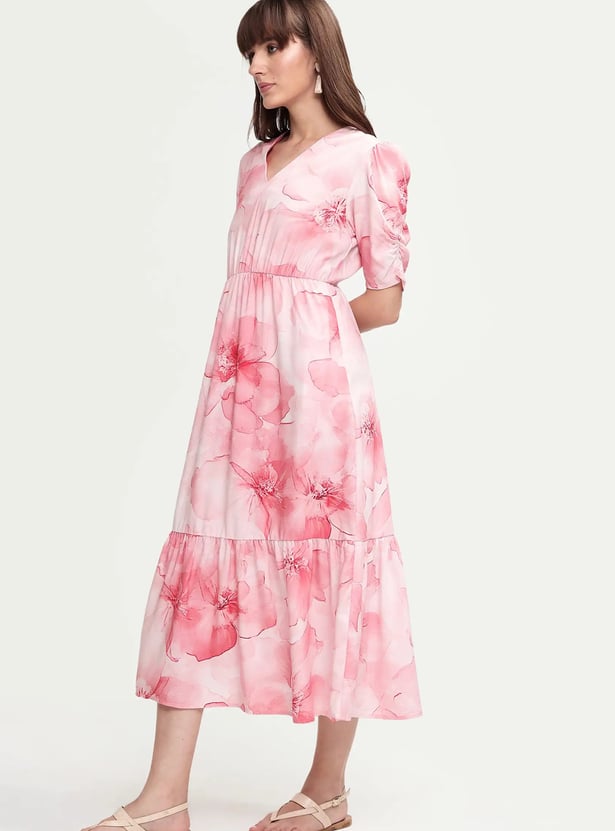 RAREISM Floral Print A-line Midi Dress