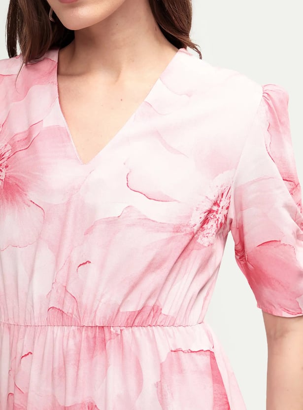 RAREISM Floral Print A-line Midi Dress