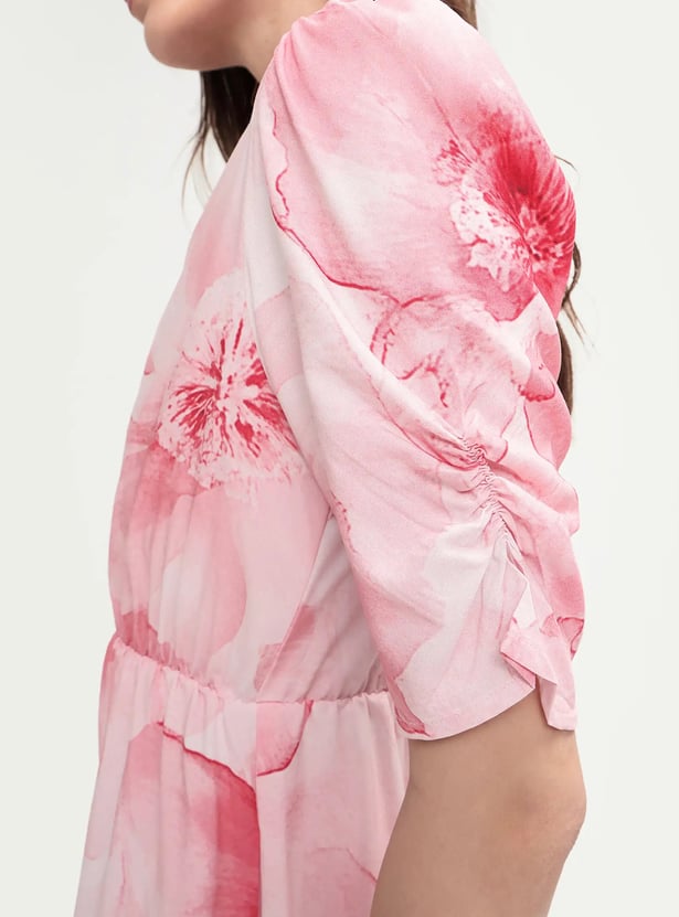 RAREISM Floral Print A-line Midi Dress