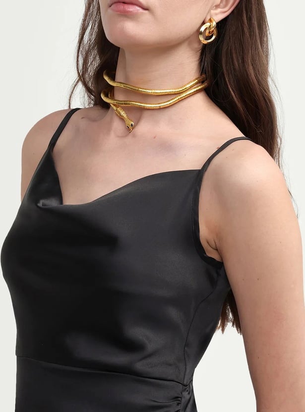 RAREISM Spaghetti Neck Ruched Dress