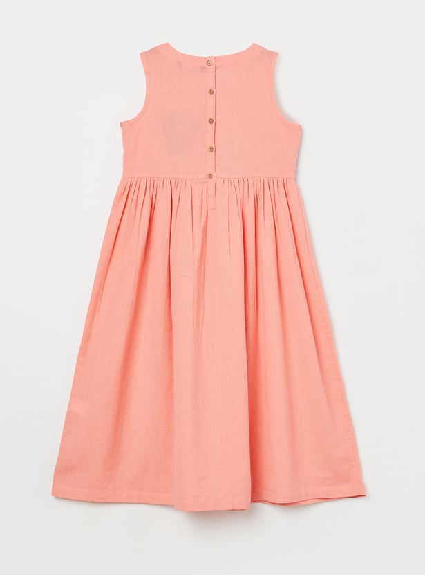 MELANGE Girls Embroidered Wrap Dress